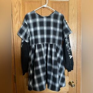 Disturbia Plaid Dress in Black and Gray